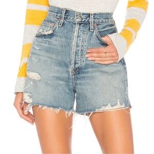 AGOLDE Dee Distressed Denim Shorts in Riccochet
